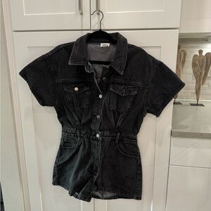 Black Denim Romper